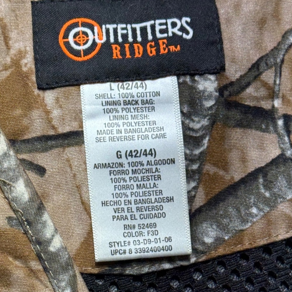 Outfitters Ridge Camo Hunting Vest Men's Large Mesh Back Pockets Zipper Outdoor - Picture 3 of 6
